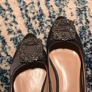 Crystal Pointed Silky grey Flats